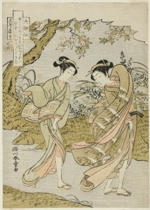 Funya no Yasuhide, Dvě ženy v poryvné podzimní krajině, ze série „Rokkasen (Šest nesmrtelných básníků)“ od Katsukawa Shunsho