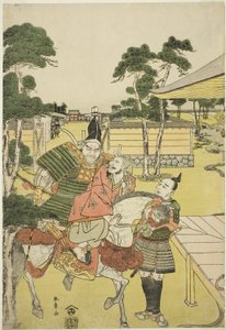 Musashibo Research B Rings Tee Katsured ja Sabo Shoshun ja Yoshitsune In Tee Pay Horikawa Yochi no Zukie Nimaizuki, c. 1782 (Kor wo dback print; Oban) od Katsukawa Shunsho