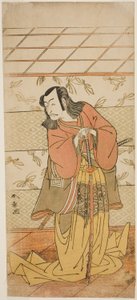 Herec Ichikawa Danjuro V jako Ashiya Doman ve hře Kikyo-zome Onna Urakata, hrál v divadle Morita v sedmém měsíci, 1776 od Katsukawa Shunsho