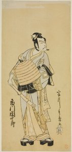 Herec Ichikawa Danjuro V jako Soga no Goro převlečený za Komuso ve hře Sakai-cho Soga Nendaiki, hrané v divadle Nakamura v prvním měsíci, 1771 od Katsukawa Shunsho