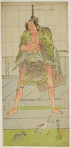 Tea C a r Ichikawa Dan Juro V Jako asistent člena Tee Matsuedy Te Pay Formace Fall Foliage Splash, předvedeno v Morita Ter člen Te Seventh Gate, 1772 od Katsukawa Shunsho