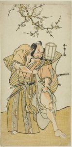 Herec Ichikawa Danzo IV jako Kamakura no Gongoro Kagemasa, v páté scéně hry Nishiki Tsui no Yumitori (Dandyish Brocade: Opposing Warriors), hrál v divadle Morita v jedenáctém měsíci, 1778 od Katsukawa Shunsho