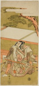 Herec Ichikawa Ebizo III jako Akushichibyoe Kagekiyo (?) ve hře Wada Sakamori Eiga Kagami (?), hrál v divadle Nakamura (?) ve třetím měsíci, 1773 (?) od Katsukawa Shunsho