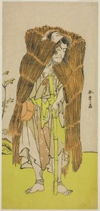 Herec Ichikawa Ebizo III jako Akushichibyoe Kagekiyo převlečený za žebráka ve hře Kamuri Kotoba Soga no Yukari, hrál v divadle Ichimura v prvním měsíci, 1776 od Katsukawa Shunsho
