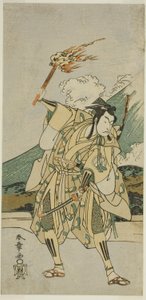 Herec Ichikawa Monnosuke II jako Soga no Goro Tokimune ve hře Haru wa Soga Akebono-zoshi (?), hrál v divadle Nakamura (?) v prvním měsíci, 1772 (?) od Katsukawa Shunsho