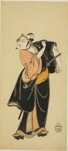 Herec Ichikawa Raizo I jako Hanakapado no Sukeroku ve hře "Hitokidori Harutsuge Soga" od Katsukawa Shunsho