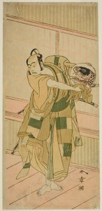 Herec Ichikawa Yaozo II jako Ashikaga Motouji v přestrojení za Katagiri Yashichi ve hře Oyoroi Ebido Shinozuka, hrál v divadle Nakamura v jedenáctém měsíci, 1772 od Katsukawa Shunsho