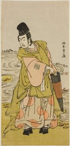 Herec Ichikawa Yaozo II jako Shii no Shosho Okinori ve hře Sugata no Hana Yuki no Kuronushi, hrál v divadle Ichimura v jedenáctém měsíci, 1776 od Katsukawa Shunsho