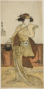 Herec Iwai Hanshiro IV jako Tsukisayo ve hře Gohiiki Nenne Soga, hrál v divadle Nakamura v prvním měsíci, 1779 od Katsukawa Shunsho