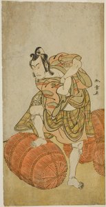 Herec Matsumoto Koshiro IV jako Matsuo-maru ve hře Sugawara Denju Tenarai Kagami, hrál v divadle Nakamura ve čtvrtém měsíci, 1779 od Katsukawa Shunsho