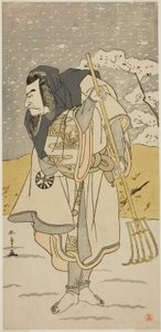 Herec Nakamura Nakazo I jako Akugenda Yoshira převlečený za poutníka ve hře Chigo Torii Tobiiri Kitsune, uvedené v divadle Ichimura v jedenáctém měsíci, od Katsukawa Shunsho