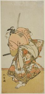 Herec Nakamura Nakazo I jako Chinzei Hachiro Tametomo ve hře Hana-zumo Genji Hiiki, hrál v divadle Nakamura v jedenáctém měsíci, 1775 od Katsukawa Shunsho