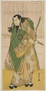 Herec Nakamura Nakazo I jako Hige no Ikyu ve hře Nanakusa Yosooi Soga, hrál v divadle Nakamura v pátém měsíci, 1782 od Katsukawa Shunsho