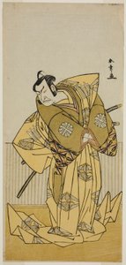 Herec Nakamura Nakazo I jako Kudo Sukestune (?) ve hře Kokimazete Takao Soga (?), hrál v divadle Ichimura (?) ve druhém měsíci, 1778 od Katsukawa Shunsho