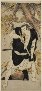 Herec Nakamura Nakazo I jako Ono Sadakuro ve hře Kanadehon Chushingura, hrál v divadle Ichimura v šestém měsíci, 1783 od Katsukawa Shunsho