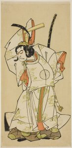 Herec Nakamura Nakazo I jako princ Koreakira (?) ve hře Gohiiki Kanjincho, hrané v divadle Nakamura v jedenáctém měsíci, 1773 od Katsukawa Shunsho
