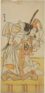 Herec Nakamura Nakazo I jako princ Takahiro v Play Date Nishiki Tsui no Yumitori, hrál v divadle Morita v jedenáctém měsíci, 1778 od Katsukawa Shunsho