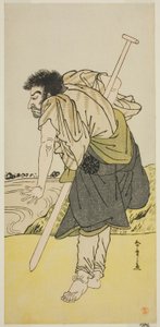 Herec Nakamura Nakazo I jako renegátský mnich Dainichibo ve hře Edo Meisho Midori Soga, uvedené v divadle Morita ve druhém měsíci, 1779 od Katsukawa Shunsho
