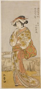 Herec Nakamura Noshio I jako dračí panna převlečená za Tamanami ve hře Oyafune Taiheiki, uvedené v divadle Ichimura v jedenáctém měsíci, 1775 od Katsukawa Shunsho