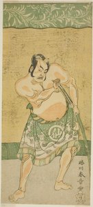Herec Nakamura Sukegoro II jako zápasník sumo Matano no Goro ve hře Myoto-giku Izu no Kisewata, hrál v divadle Ichimura v jedenáctém měsíci, 1770 od Katsukawa Shunsho