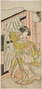Herec Nakamura Tomijuro I jako Lady Hangaku (Hangaku Gozen) ve hře Wada-gassen Onna Maizuru, hrál v divadle Nakamura v sedmém měsíci, 1777 od Katsukawa Shunsho