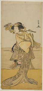 Herec Nakamura Tomijuro I jako liška z hory Ubagadake ve hře Chigo Torii Tobiiri Kitsune, uvedené v divadle Ichimura v jedenáctém měsíci, 1777 od Katsukawa Shunsho