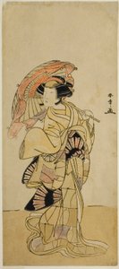 Herec Nakamura Tomijuro I jako liška z hory Ubagadake ve hře Chigo Torii Tobiiri Kitsune, uvedené v divadle Ichimura v jedenáctém měsíci, 1777 od Katsukawa Shunsho
