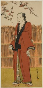 Onoe Matsusuke I jako Baramon no Kichi ve hře Hatsumombi Kuruwa Soga, uvedené v divadle Nakamura v prvním měsíci, od Katsukawa Shunsho
