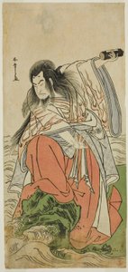 Herec Onoe Matsusuke I jako vysloužilý císař Sutoku ve hře Kitekaeru Nishiki no Wakayaka, hrál v divadle Nakamura v jedenáctém měsíci, 1780 od Katsukawa Shunsho
