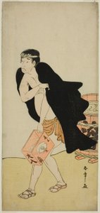 Herec Onoe Matsusuke I jako nosič Palanquin Gohei ve hře Kitekaeru Nishiki no Wakayaka, hrál v divadle Nakamura v jedenáctém měsíci, 1780 od Katsukawa Shunsho