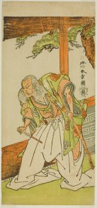 Herec Otani Hiroemon III jako Shinoda Jirodayu ve hře Keisei Momiji no Uchikake, hrál v divadle Morita v sedmém měsíci, 1772 od Katsukawa Shunsho