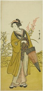Herec Otani Tomoemon I jako Otsuma ve hře Kabuki no Hana Bandai Soga, hrál v divadle Ichimura ve čtvrtém měsíci, 1781 od Katsukawa Shunsho
