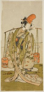 Herec Segawa Kitsuji III jako Murasame ve hře Gohiiki Kanjincho, hrál v divadle Nakamura v jedenáctém měsíci, 1773 od Katsukawa Shunsho