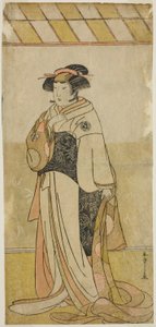 Yamashita Kinsaku II jako Lady Manko (Manko Gozen) ve hře Hatsumombi Kuruwa Soga, uvedené v divadle Nakamura v prvním měsíci, od Katsukawa Shunsho