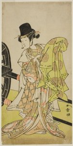 Herec Yamashita Kinsaku II jako Tsukimasu, působící jako Sakura-maru, ve hře Miya-bashira Iwao no Butai, hrál v divadle Morita v sedmém měsíci, 1773 od Katsukawa Shunsho