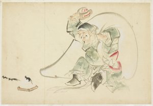 Daikoku, bůh štěstí, se svou magií Palička od Katsushika (school of) Hokusai