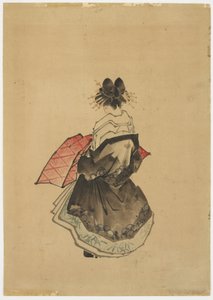 Elegant Beauty (An Oiran), cca 1850 (inkoust a barva na papíře)