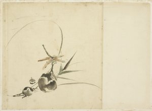 Ovocný sprej s vážkou od Katsushika (school of) Hokusai