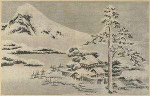 (Přímořská vesnice ve sněhu), 1814 od Katsushika Hokusai