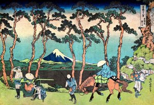 36 vues du Mont Fuji, Japonsko: ""Hodogaya sur la route de Tokaido"" Estampe de Katsushika Hokusai (1760-1849) (ecole ukiyo-e) 1830-1833 Státní Puškinovo muzeum výtvarných umění, Moskva od Katsushika Hokusai