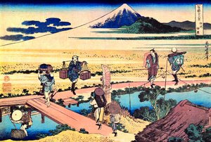 36 vues du Mont Fuji, Japonsko: pohled z Nakahara v provincii Sagami, Japonsko - Estampe de Katsushika Hokusai (1760-1849) (ecole ukiyo-e) 1830-1833 Státní Puškinovo muzeum výtvarných umění, Moskva od Katsushika Hokusai