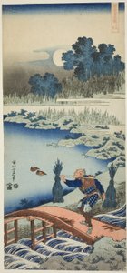 Sedlák přes most, ze série Pravé zrcadlo čínských a japonských básní od Katsushika Hokusai