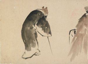 Stará myš oblečená v černém hábitu, konec 18.-začátek 19. století. od Katsushika Hokusai