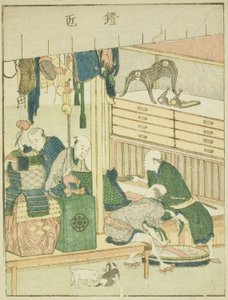 Zbrojník (Yoroi takumi), z ilustrované knihy „Obrázková kniha zábav východu (Ehon Azuma asobi)“ od Katsushika Hokusai