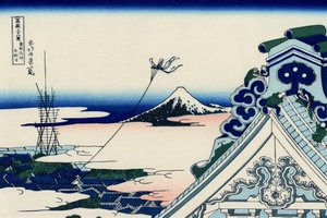 Chrám Asakusa Honganji ve východním hlavním městě (Edo), kolem roku 1830 (dřevotisk) od Katsushika Hokusai