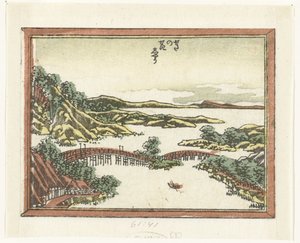 Večerní záře v Seta Seta no sekisho (název na objektu) Vyrytých osm pohledů na provincii Omi (název série) Doban Omi hakkei (název série) od Katsushika Hokusai
