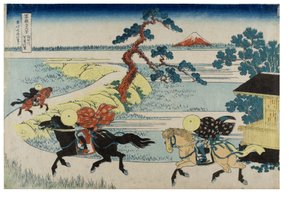 Přehradní město na řece Sumida ze série Třicet šest pohledů na horu Fudži, asi 1831-1833 (dřevoryt na papíře) od Katsushika Hokusai