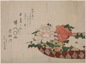 Košík pivoněk, 1810 nebo 1814. od Katsushika Hokusai