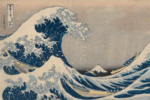 Pod vlnami u Kanagawy (neboli Velká vlna), ze série „Třicet šest pohledů na horu Fudži“ od Katsushika Hokusai