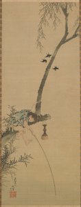 Chlapec lovící z větve stromu, období Edo, 1839. od Katsushika Hokusai